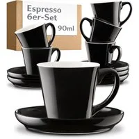 Cosumy Espressotasse Espressotassen Set 6er mit Untertassen - Keramik Mokkatassen - 70ml, 12-tlg., Keramik, 70ml