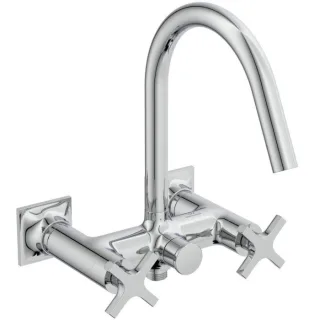Ideal Standard Joy Neo Zweigriff-Wannenarmatur BD160AA Aufputz, Kreuzgriffe, Ausladung 190mm, chrom