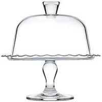 Pasabahce Servierplatte 96952 Petite Patisserie, Borosilikatglas, (1-tlg), mit Glocke, 26,5 x 26 cm
