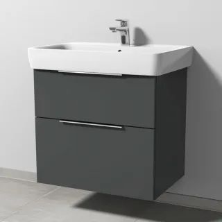 Sanipa 3way Waschtischunterbau zu Geberit Renova Plan Waschtisch mit 2 Auszügen, Anthrazit-Matt UM87722