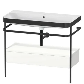 Duravit Happy D.2 Plus c-bonded Set mit Metallkonsole und Schubkasten Weiß Seidenmatt 975x490x850 mm HP4743N3636