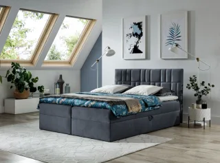 Boxspringbett Schlafzimmerbett CORTEZ 140x200cm Anthrazit