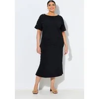 Ulla Popken Midikleid Midikleid Zierknöpfe Oversized Rundhals Halbarm