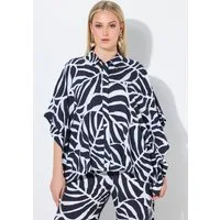 Ulla Popken Hemdbluse Poncho-Bluse Oversized Hemdkragen 3/4-Arm