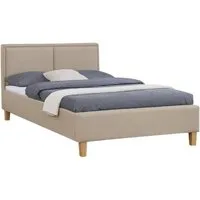 CARO-Möbel Polsterbett ANAIS, Einzelbett 120x200 cm Bettgestell mit Lattenrost und Stoffbezug beige