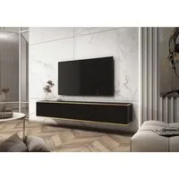 MOEBLO TV-Board Dayn RTV 175 (Hängendes Lowboard im Glamour-Stil, TV-Schrank mit Push-to-Open & goldenen Akzenten, Fernsehtisch aus MDF, RTV-Schrank mit goldenen Einsätzen Hängend), (HxBxT):30x175x32cm