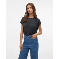 Vero Moda Rundhalsshirt VMLAVA PLAIN SS TOP LUREX STRIPE Viskosemischung, loose fit