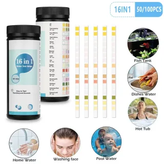50/100pcs 16-In-1 Drinking Water Test Kits Strip Home Water Quality Test Swimming Pool Spa Water Test Strip Nitrate Nitr