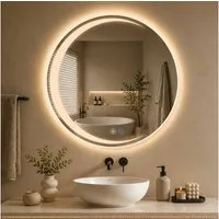 Nettlife Wandspiegel LED spiegel mit Beleuchtung Rund 50/60/70/80cm Badspiegel, zimmerspiegel mit Touch Schalter und Entfogger Funktion
