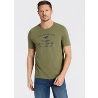 MUSTANG Rundhalsshirt Alex Logoprint uni normale Passform, Kurzarm-Design