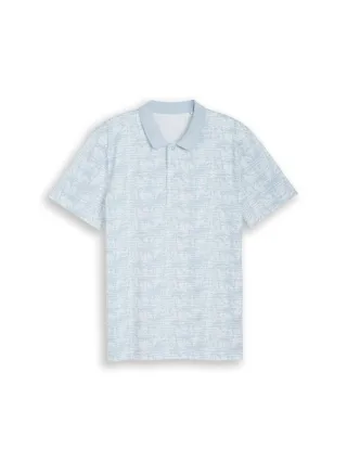 Denim Tom Tailor - Jersey Poloshirt mit Palmenprint light blue stripy palm print - Gr. - XXL