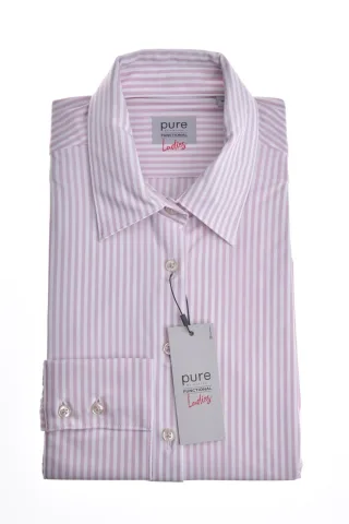 pure - PURE- Functional Bluse slim fit Langarm rosa - Gr. - S
