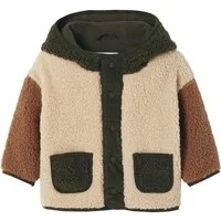 vertbaudet Sommerjacke Baby Mantel aus Teddyfleece mit Kapuze