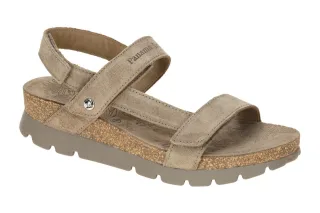 Panama Jack Selma B19 Damen Sandalette grau taupe Velourleder Klettverschluss