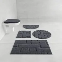 Grund Badematte Riana, Badvorleger, Badezimmer Teppich, sehr weich, Höhe 20 mm, rutschhemmend beschichtet, schnell trocknend, Polyester, rechteckig, Modernes Design mit Linien in Hoch-Tief-Struktur, Made in Europe