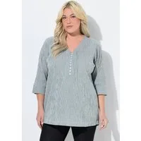 Ulla Popken Tunika Bubble-Tunika Herzausschnitt Biesen 3/4-Arm