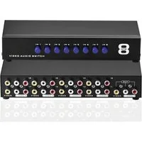 euroharry 8 AV Switch 8 in 1 heraus Audio Video L/R Splitter Schwarz Netzwerk-Switch