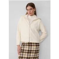 s.Oliver Sweatjacke Sweatshirt Jacke Leichte Teddyplüsch-Jacke mit Strickkragen