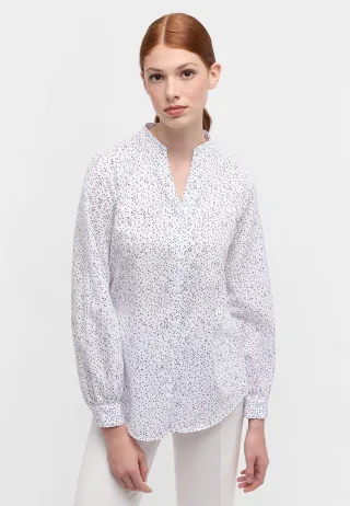 ETERNA - Bluse Satingewebe Langarm weiß/schwarz - Gr. - 44/Langarm