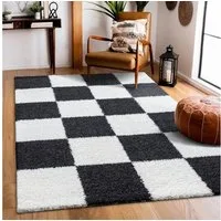 Sanat Hochflor-Teppich Milano 1250, auch als Läufer und in Rund, rechteckig, Höhe: 30 mm, Hochflor, Shaggy, Karo, Wohnzimmer, Schlafzimmer