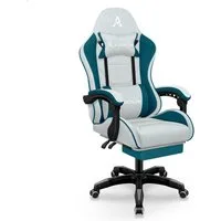 ALFORDSON Bürostuhl Gaming-Stuhl, Massage-Gaming-Stuhl, Ergonomischer Gamer-Stuhl, mit Fußstütze, Kopfstütze, Massage-Lendenkissen, Dunkelblaugrün