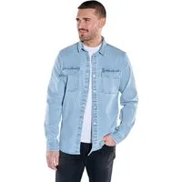 emilio adani Langarmhemd Herren Overshirt im Jeans-Look, Hellblau