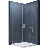 doporro Eckdusche Duschkabine 20mm Verstellbereich mit ESG-Glas Nano-Beschichtung Rav24, BxT: 75x70 cm, Einscheibensicherheitsglas