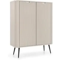 Lomadox Highboard ZARA-160, in Kaschmir Caschmere Rillen gerillt Füße goldfarben 103x129x39 cm