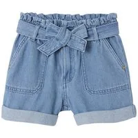 vertbaudet Shorts Mädchen Paperbag-Shorts aus Light-Denim