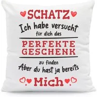 GRAVURZEILE Zierkissen mit Spruch - Das Perfekte Geschenk - Für Familie & Freunde -, starke Farben ohne verblassen - Schatz - ohne Füllung