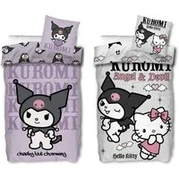 SkyBrands Bettwäsche Kuromi & Hello Kitty - 2 x Bettwäsche-Set Doppelpack, 135x200 & 80x80, Baumwolle, 100% Baumwolle