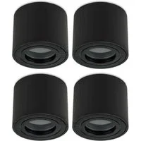 Sweet LED Aufbauleuchte 4 stück Bad flach schwarz Aluminium IP44 badezimmer deckenspots, ohne Leuchtmittel, Aufbaustrahler LED, Aufbauspot, Deckenstrahler