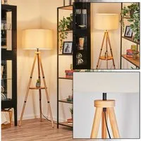 hofstein Stehlampe Stehlampe aus Holz/Metall im modernen Boho-Design mit Fußschalter, Stehleuchte mit Ablagefläche u. Schirm aus Stoff, Ø 50 cm, 153 cm, E27