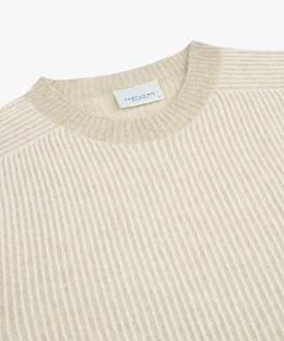 Profuomo - Rohweißer Wolle Kaschmir Crewneck Raw White - Gr. - L