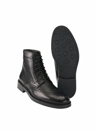 Mey & Edlich Herren Brogue-Boot Schwarz Obermaterial, Futter und Decksohle: Kalbleder