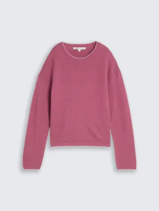 Denim Tom Tailor - Relaxed Fit Strickpullover dusty berry - Gr. - XL