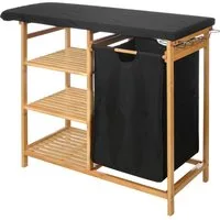 Kipit Regal Regal aus Bambus mit Bügelbrett und Wäschekorb BAMY, 111 x 34 x 82 cm