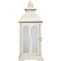 Grafelstein Kerzenlaterne COUNTRY creme weiß aus Metall mit Rundbogenfenstern H43cm - MITTEL