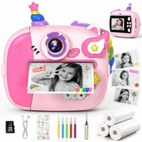 Wootoy Kinder Sofortbildkamera 48MP 1080P HD Digitalkamera Spielzeug Kinderkamera (3A03, 48 MP, inkl. 16-facher Digitalzoom und 2,4-Zoll-IPS-Display, Thermodruck-Technologie inklusive 3 Rollen Thermopapier)