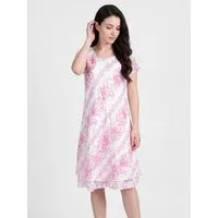 PEKIVESSA Sommerkleid Leichtes A-Linien-Kleid Volantsaum doppellagig mit Feinstrick-Futter