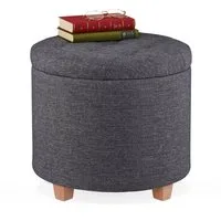 relaxdays Sitzhocker Runder Sitzhocker mit Stauraum (5 St), Dunkelgrau