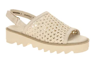 Paul Green Damen Sandalette 6209-019 Beige natur/Biscuit Velourleder Blockabsatz