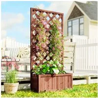 Outsunny Hochbeet Mit Rankgitter für Kletterpflanzen (Blumenkasten, 1 St., Pflanzkasten), für Garten, Balkon, Orange