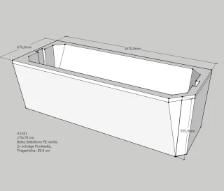 Neuesbad Wannenträger für Bette Profi-Form (s) 170x70 Kopfende li/Fußende re SW13572