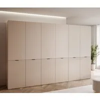 MOEBLO Drehtürenschrank MINEWRA NOVA 300 (mit 6 Türen – Moderner Kleiderschrank mit gefrästen Fronten, viel Stauraum für Schlafzimmer & Ankleidezimmer, Garderobenschrank mit viel Stauraum, 12 Einlegeböden & 4 Kleiderstangen, zeitloses Design) (BxHxT)