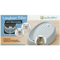 Lucky-Kitty Trinkbrunnen antibakterieller Langhaar-Filter mit Aktivkohle für Trinknapf, Wasserfilter, ideal für Langhaar-Katzen, leicht zu reinigen
