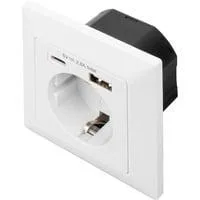 Sicherheits-Steckdose Unterputz, mit 1x USB-A und 1x USB-C weiß