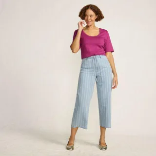 Gemusterte 7/8-Jeans mit weitem Bein High Waist, Damen,  Blau, by Lands' End