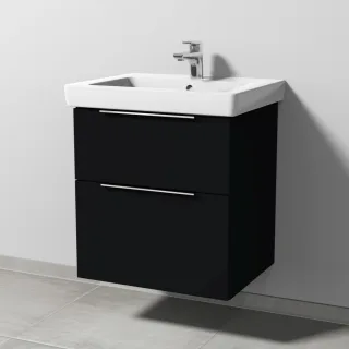 Sanipa 3way Waschtischunterbau zu Villeroy & Boch Subway 2.0 Waschtisch mit 2 Auszügen, Schwarz-Matt UF61208