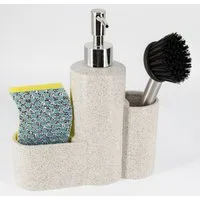 KVOTA Spülmittelspender Küchen-Organizer Set: Spender 200 ml mit Schwamm und Bürste., (3-teilig, Küchenorganizer)